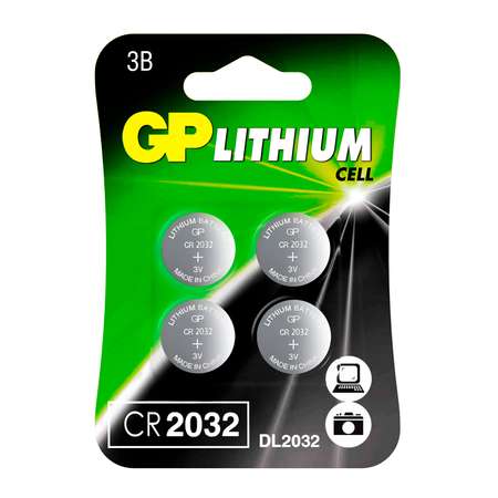 Батарейки GP Lithium CR2032 4шт CR2032-7CRU4