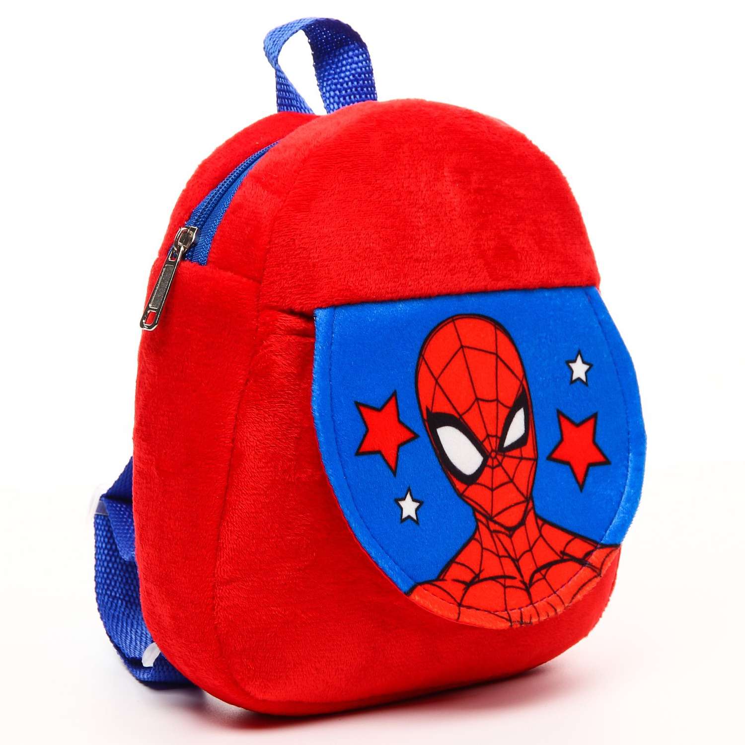 Рюкзак MARVEL плюшевый на молнии с карманом 19х22 см Человек-паук - фото 1