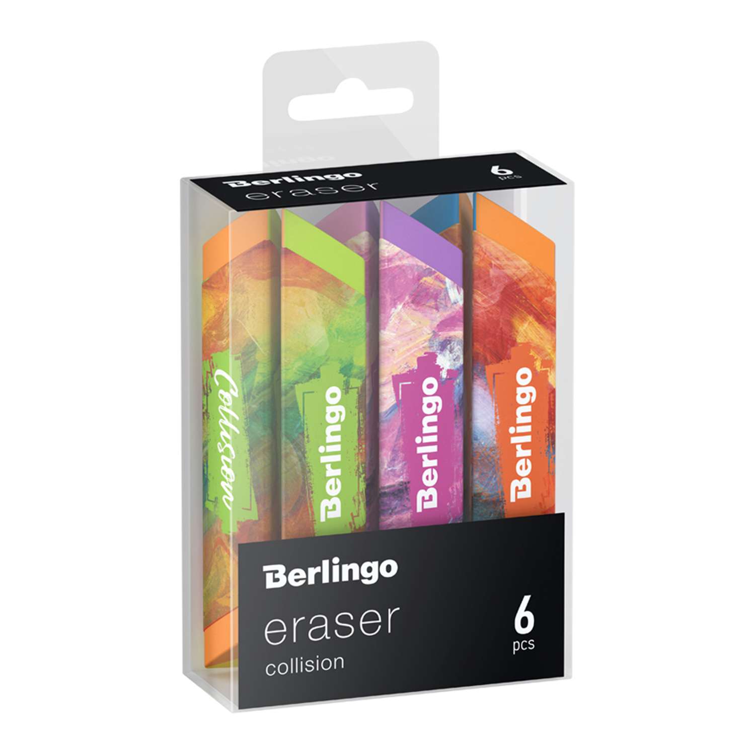 Набор ластиков Berlingo Collision 6 шт треугольных скошенных 80х15х15 мм PVC бокс - фото 1