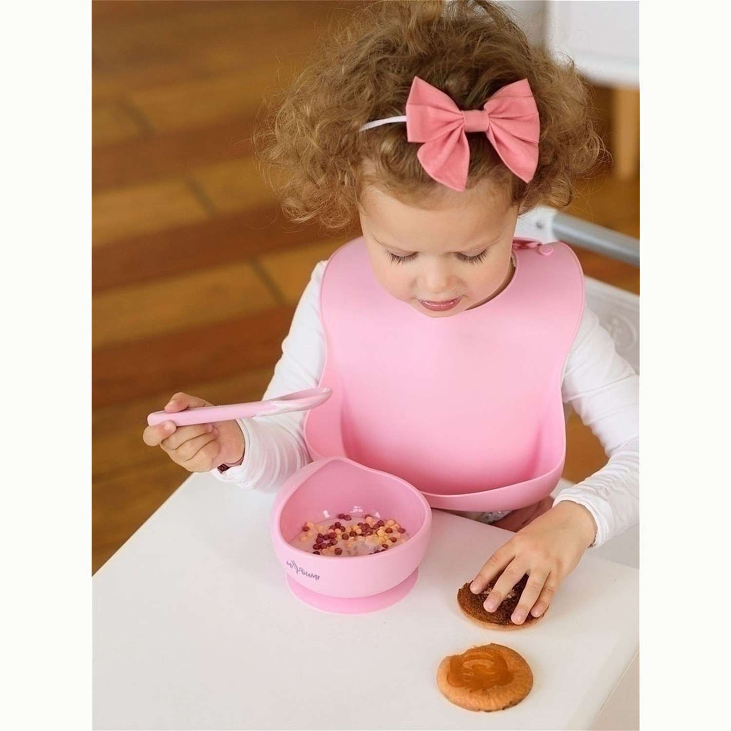 Набор для кормления Miyoumi силиконовый 5 предметов-Baby Pink - фото 8