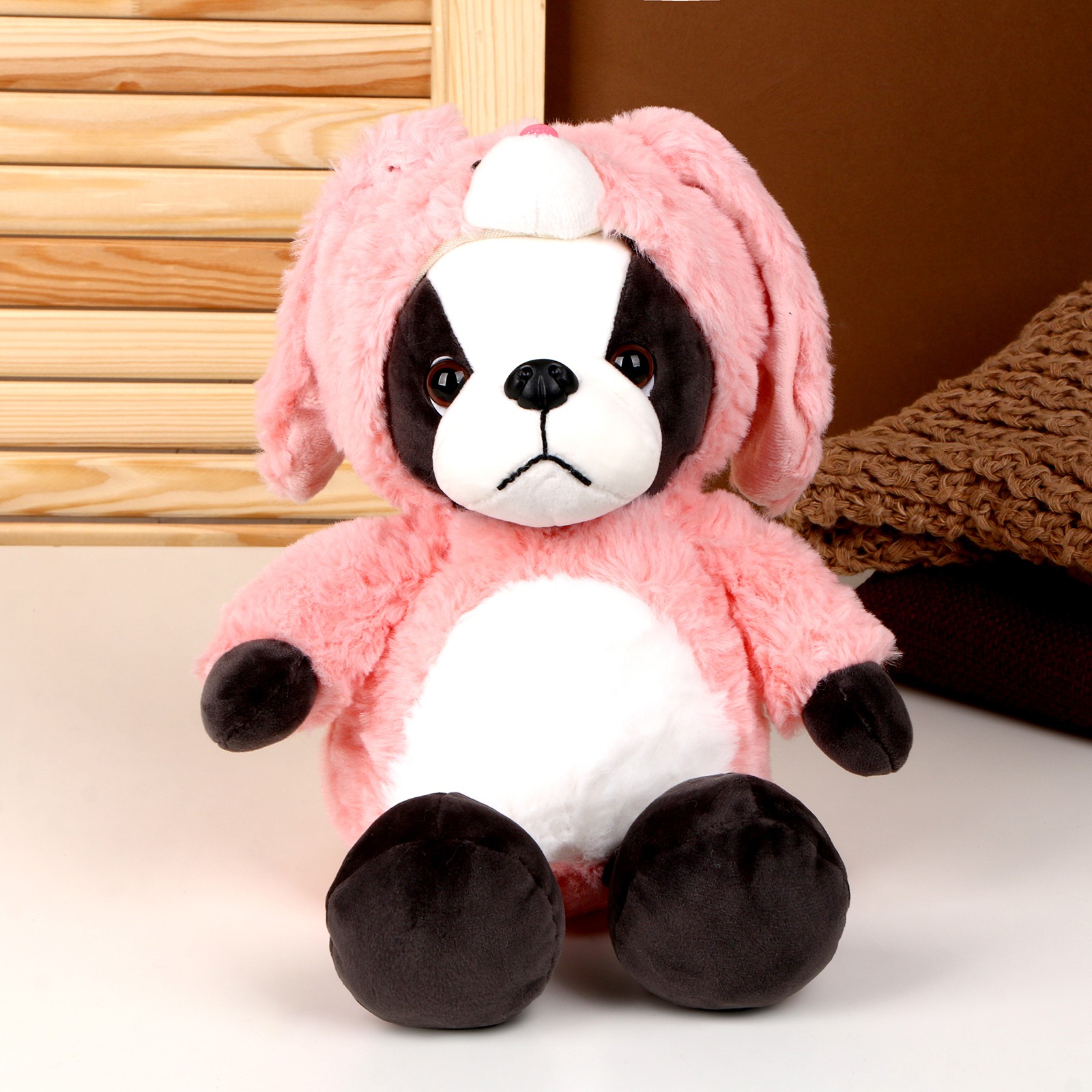 Мягкая игрушка Sima-Land «Собака» в костюме зайца 30 см цвет розовый - фото 2