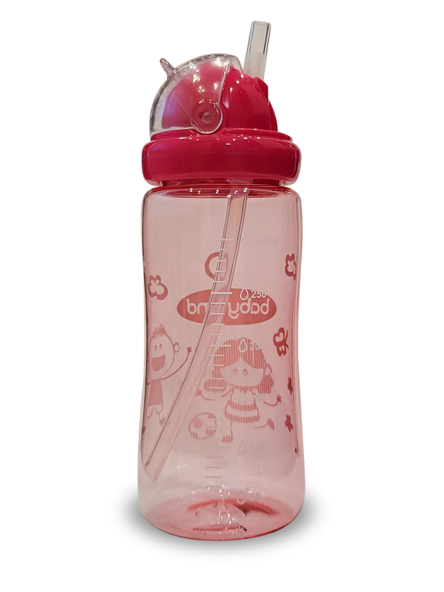 Бутылочка-поильник Baby Land с запасной трубочкой 300мл розовый - фото 3