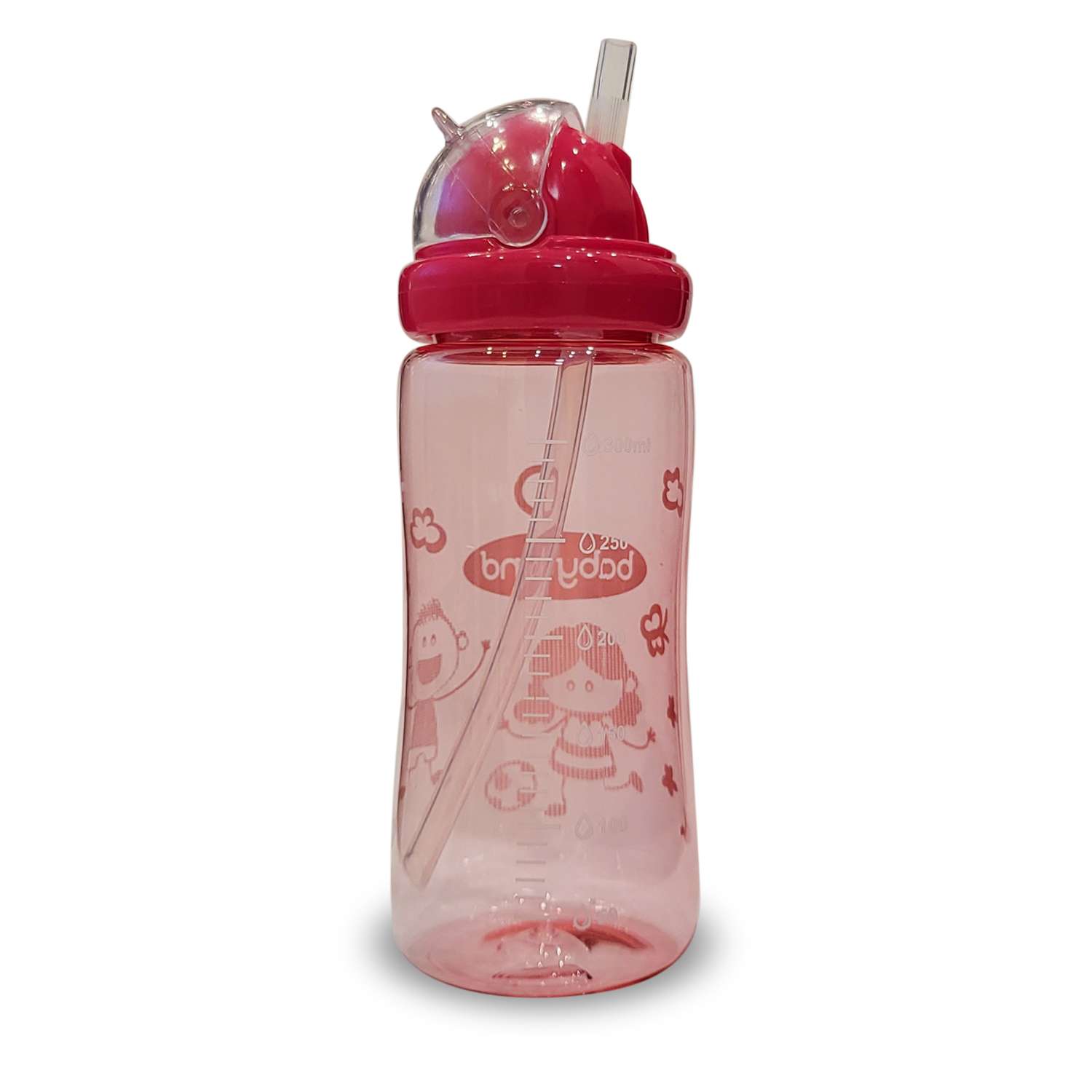 Бутылочка-поильник Baby Land с запасной трубочкой 300мл розовый - фото 3