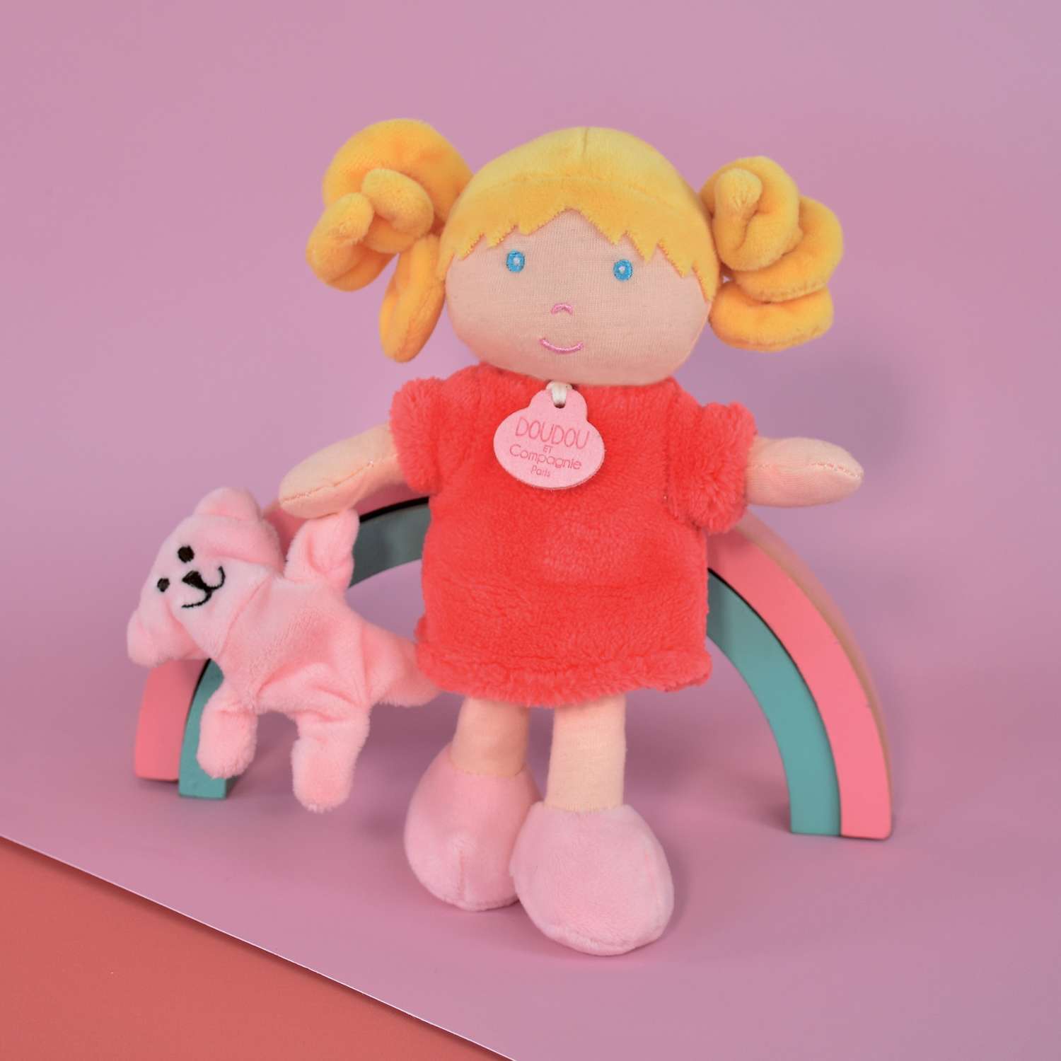 Мягкая кукла Doudou et compagnie  Мисс Corail с мишкой - фото 4