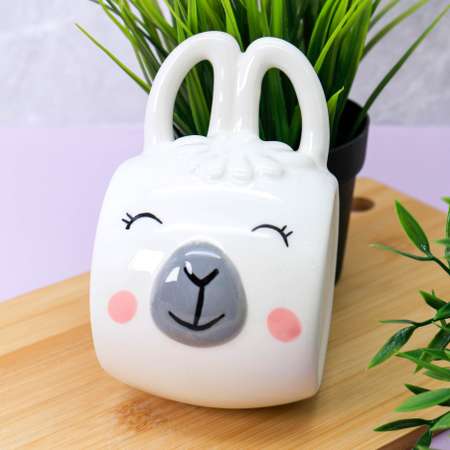 Кружка керамическая iLikeGift Happy lama white