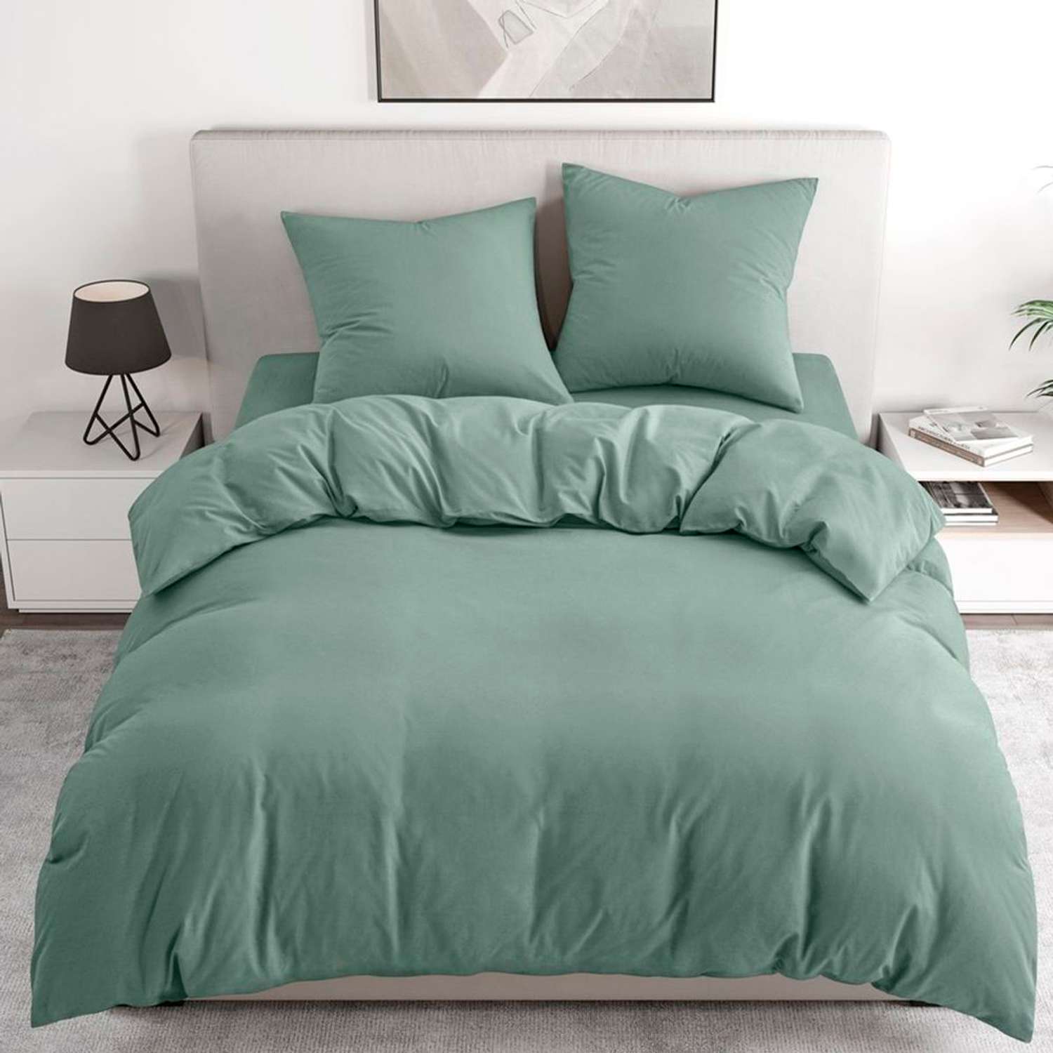 Комплект постельного белья BRAVO 1.5-спальный наволочки 70х70 рис.4549-1 зеленый - фото 1