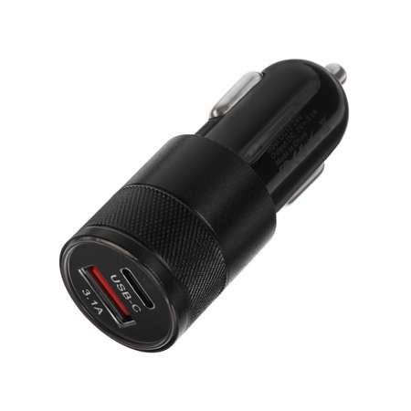 Зарядное устройство Cartage 12-24В USB Type-C 3.1А черный 9445493