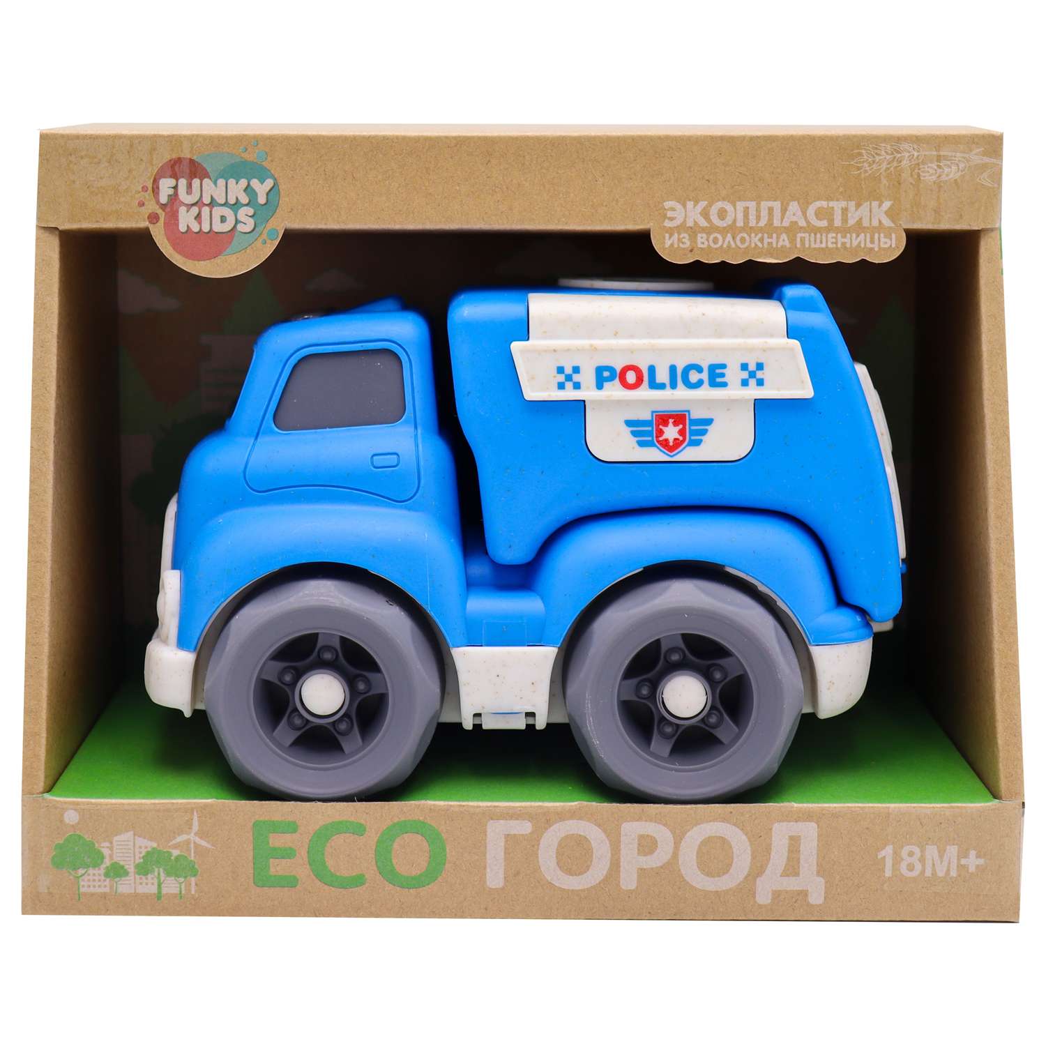 Игрушка Funky Toys Эко-машинка полиция Синяя 18 см FT0290663 - фото 2