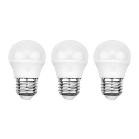 Лампа REXANT светодиодная Шарик GL 9.5Вт E27 903Лм 6500K холодный свет 3 штуки