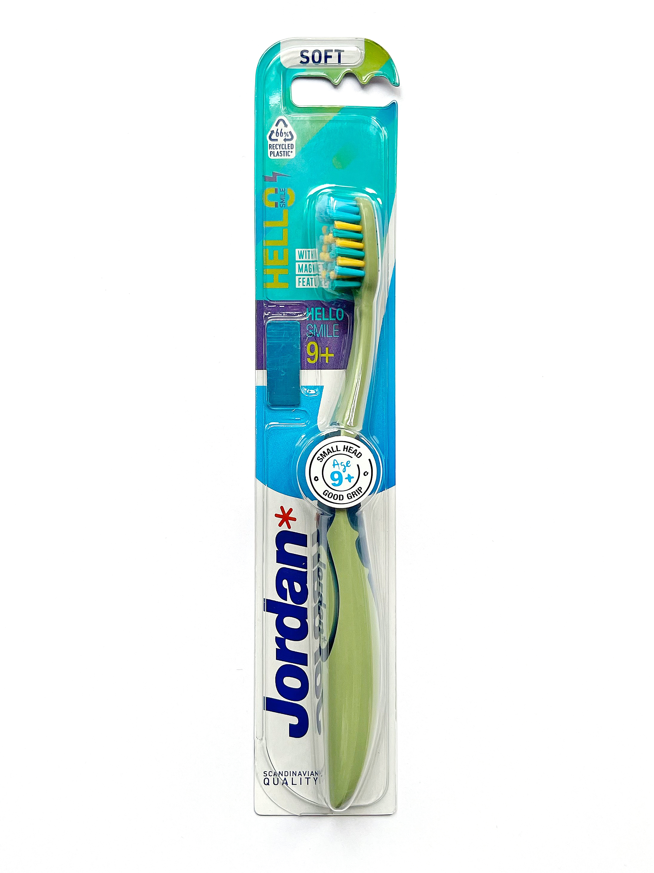 Зубная щетка JORDAN Hello Smile Soft 9+ мягкая бело-голубая - фото 1