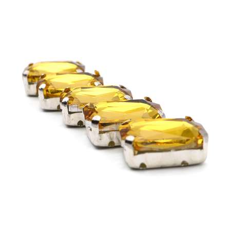 Хрустальные стразы Astra Craft в цапах прямоугольные для творчества и рукоделия 10 мм 14 мм 5 шт серебро желтый