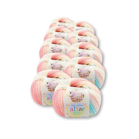 Пряжа для вязания Alize baby wool batik бамбук шерсть акрил 50 гр 175 м 3045 секционный 10 мотков