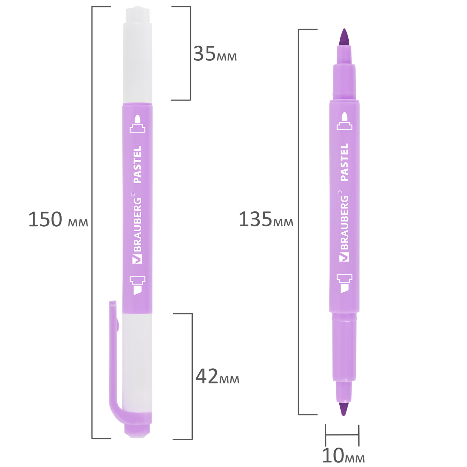 Текстовыделители Brauberg маркеры пастельные двухсторонние набор 6 цветов - фото 15