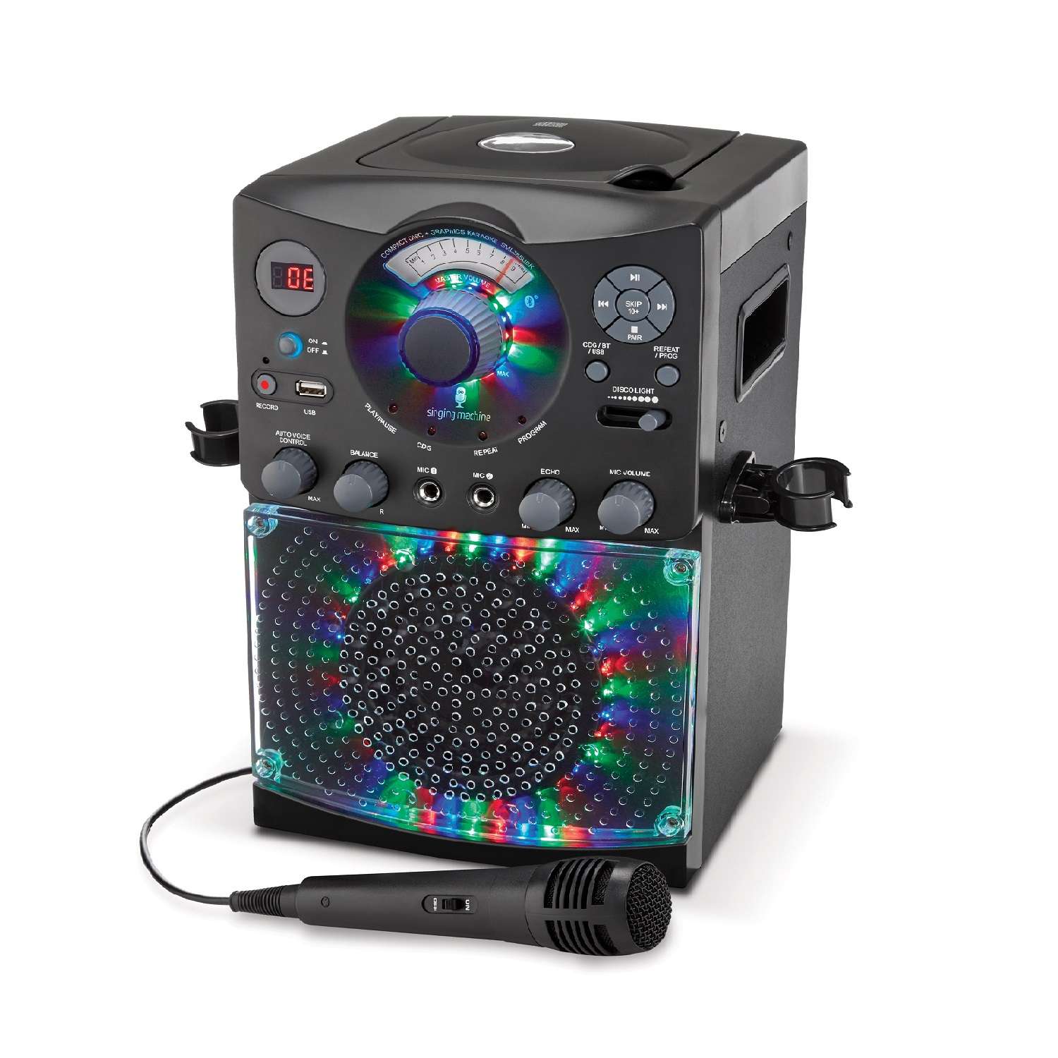 Караоке система Singing Machine с LED Disco подсветкой черный Bluetooth CD+G USB - фото 1
