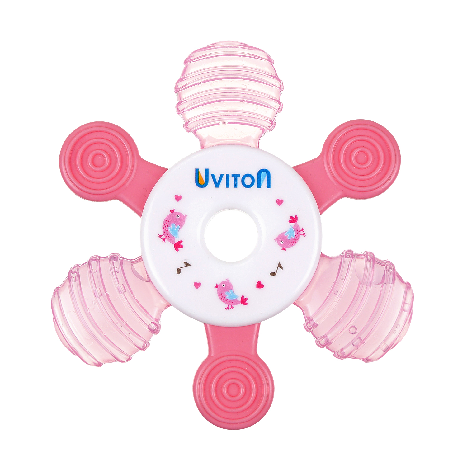 Прорезыватель Uviton с охлаждающим эффектом Снежинка розовая 0093 - фото 1