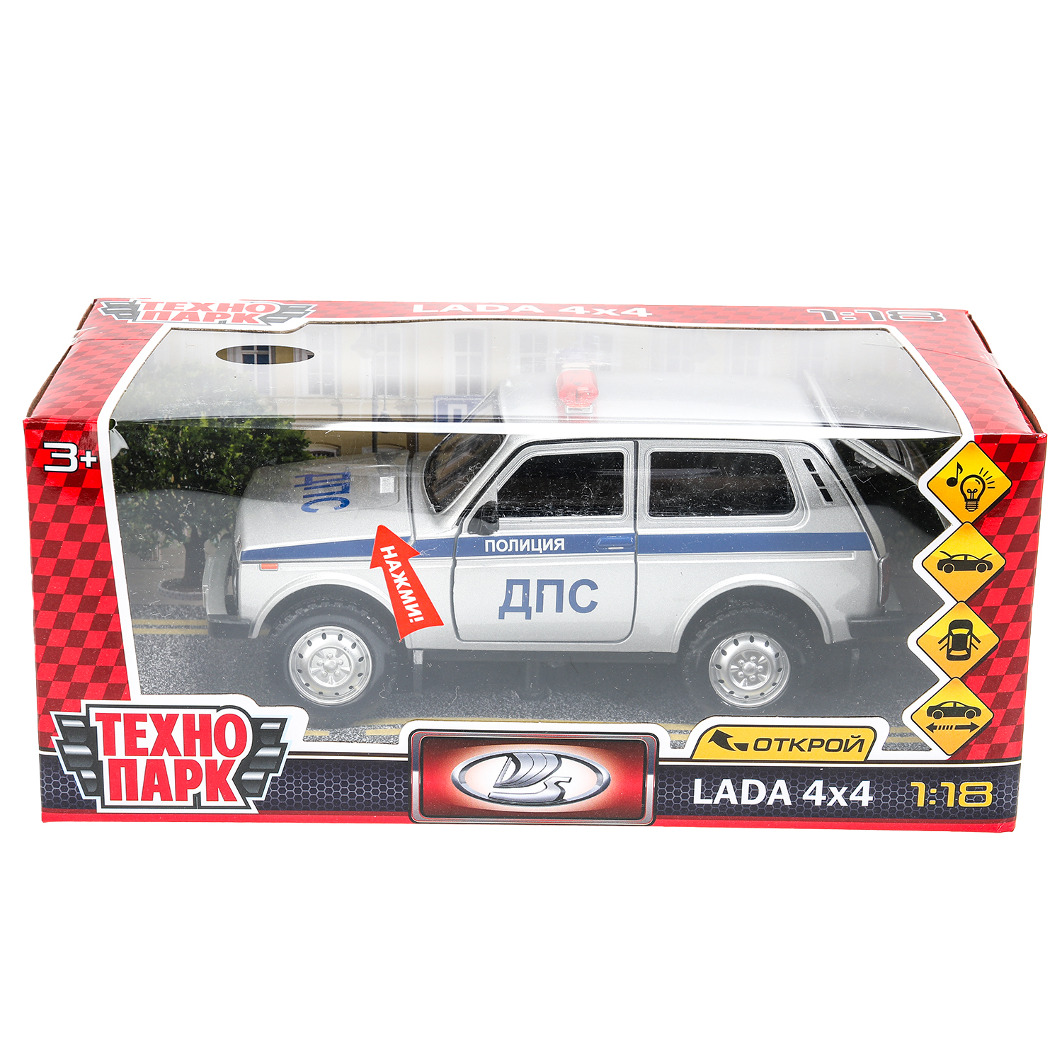 Полицейская машина Технопарк LADA 1:18 белый 380112 - фото 1