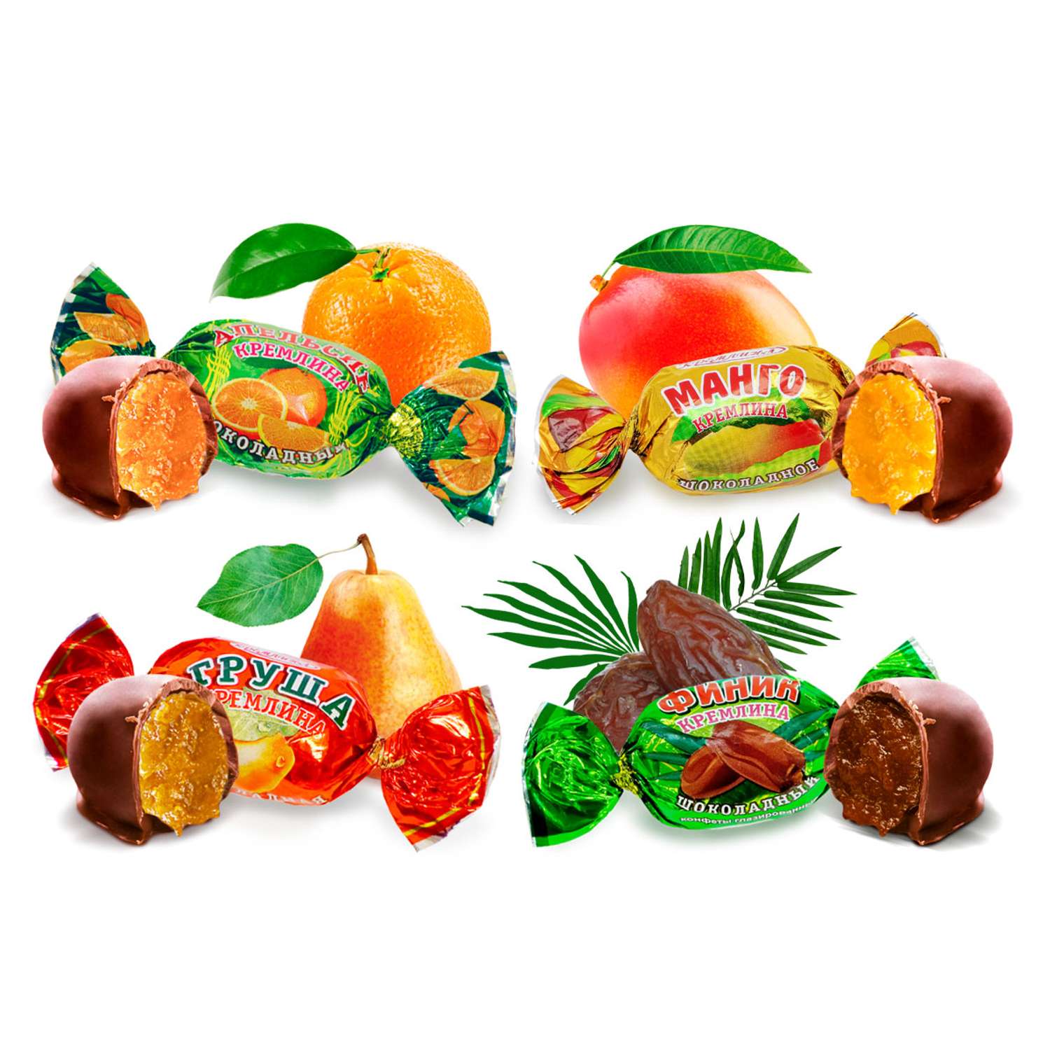 Конфеты из цукатов в глазури Кремлина Манго Апельсин Груша пакет 1 кг - фото 3