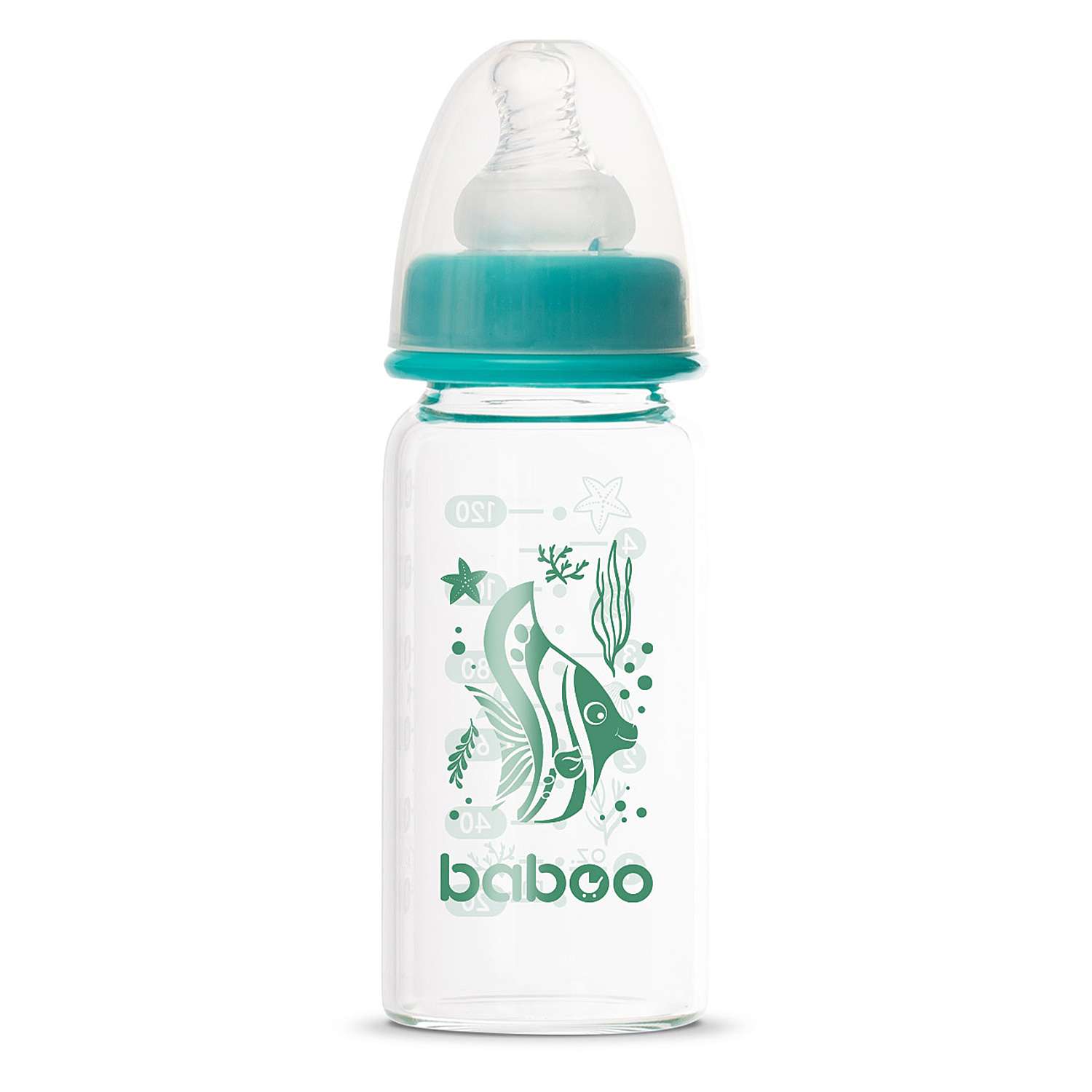 Бутылочка BABOO Sealife стекло 120мл Зеленый 3-117 - фото 1