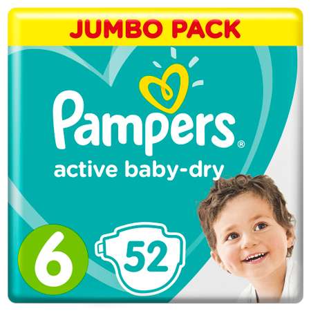 Подгузники Pampers Active Baby-Dry 6 13-18кг 52шт