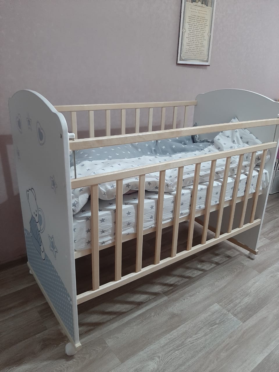 Детская кроватка BABYWAY Прямоугольная, (белый) - фото 1