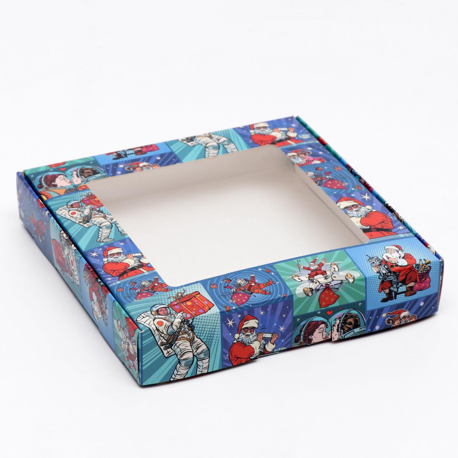Коробка Sima-Land самосборная«Pop art улётный новый год» 16×16×3 см. 1 шт. - фото 1
