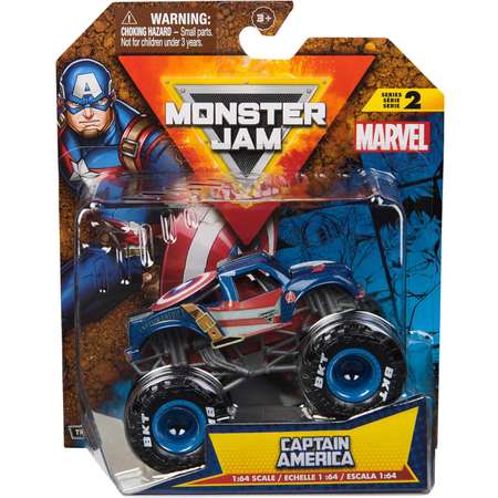 Монстр-трак Monster Jam Marvel Captain America 1:64 синий