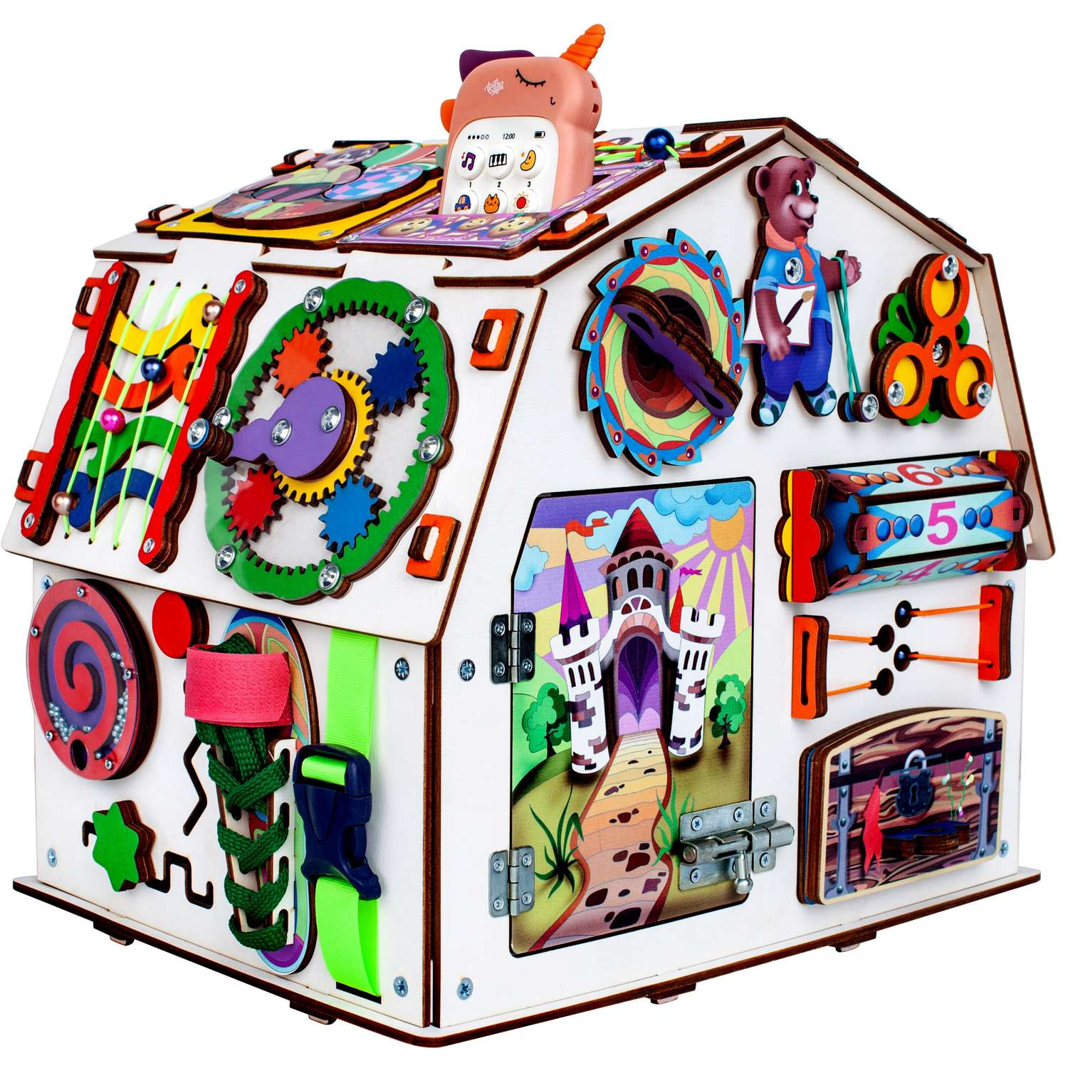 Бизиборд Jolly Kids Развивающий домик со светом Телефончик - фото 1