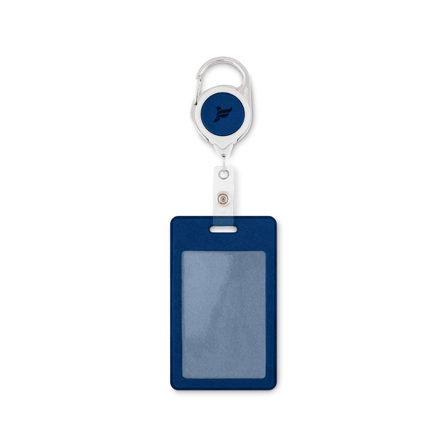 Карман для бейджа из экокожи Flexpocket цвет синий с рулеткой и вытяжной нитью - фото 1