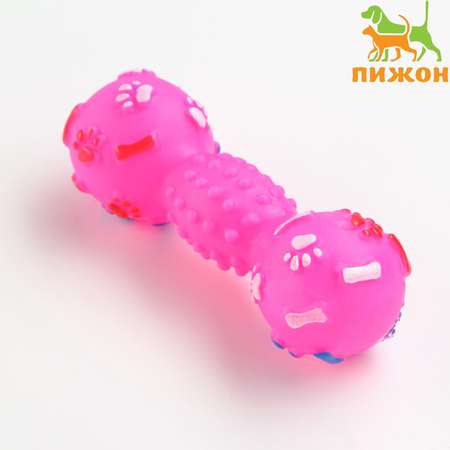Игрушка Пижон пищащая «Гантель с лапками» для собак 13 см розовая