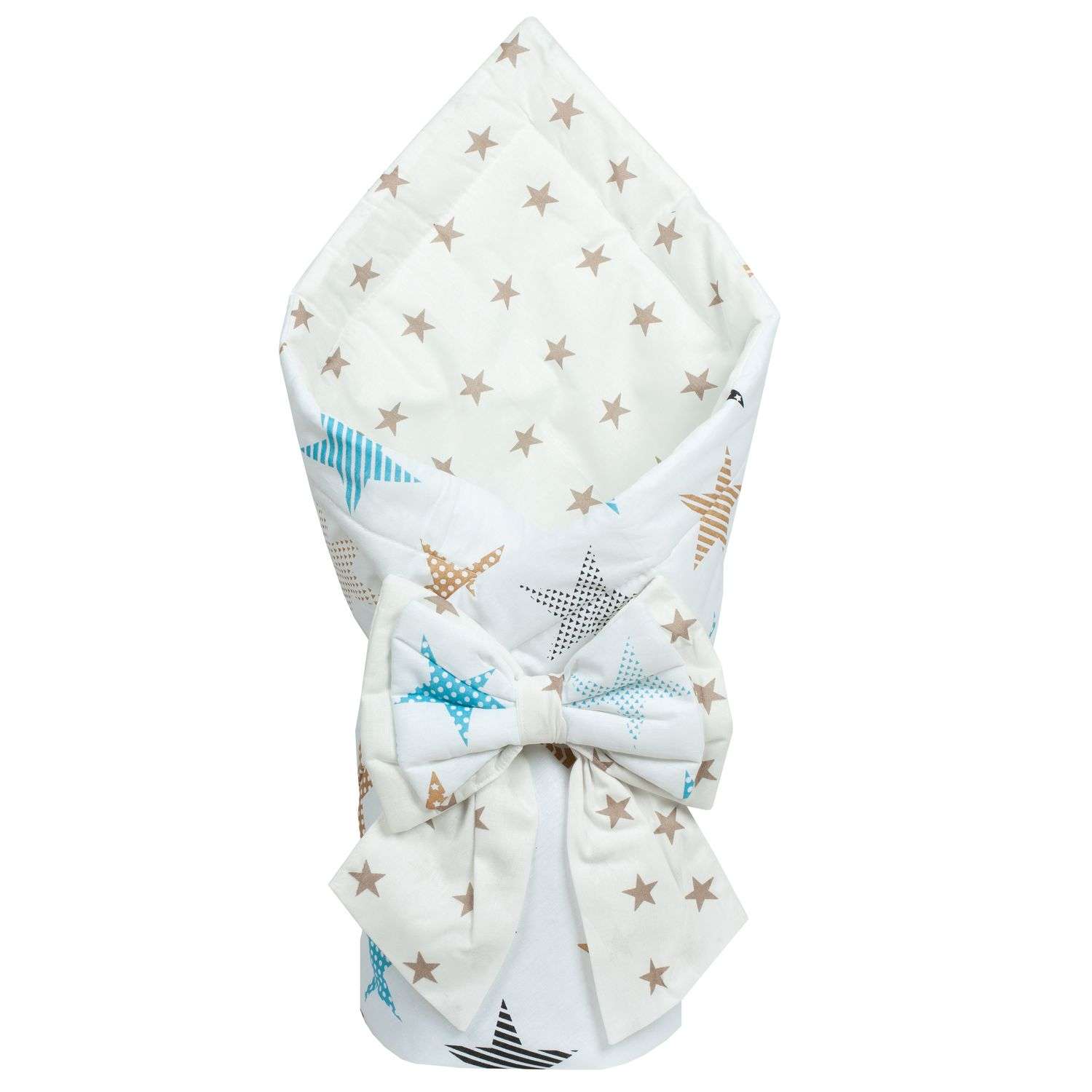 Конверт-одеяло Чудо-чадо для новорожденного на выписку Времена года звездочки/бирюзовый - фото 1