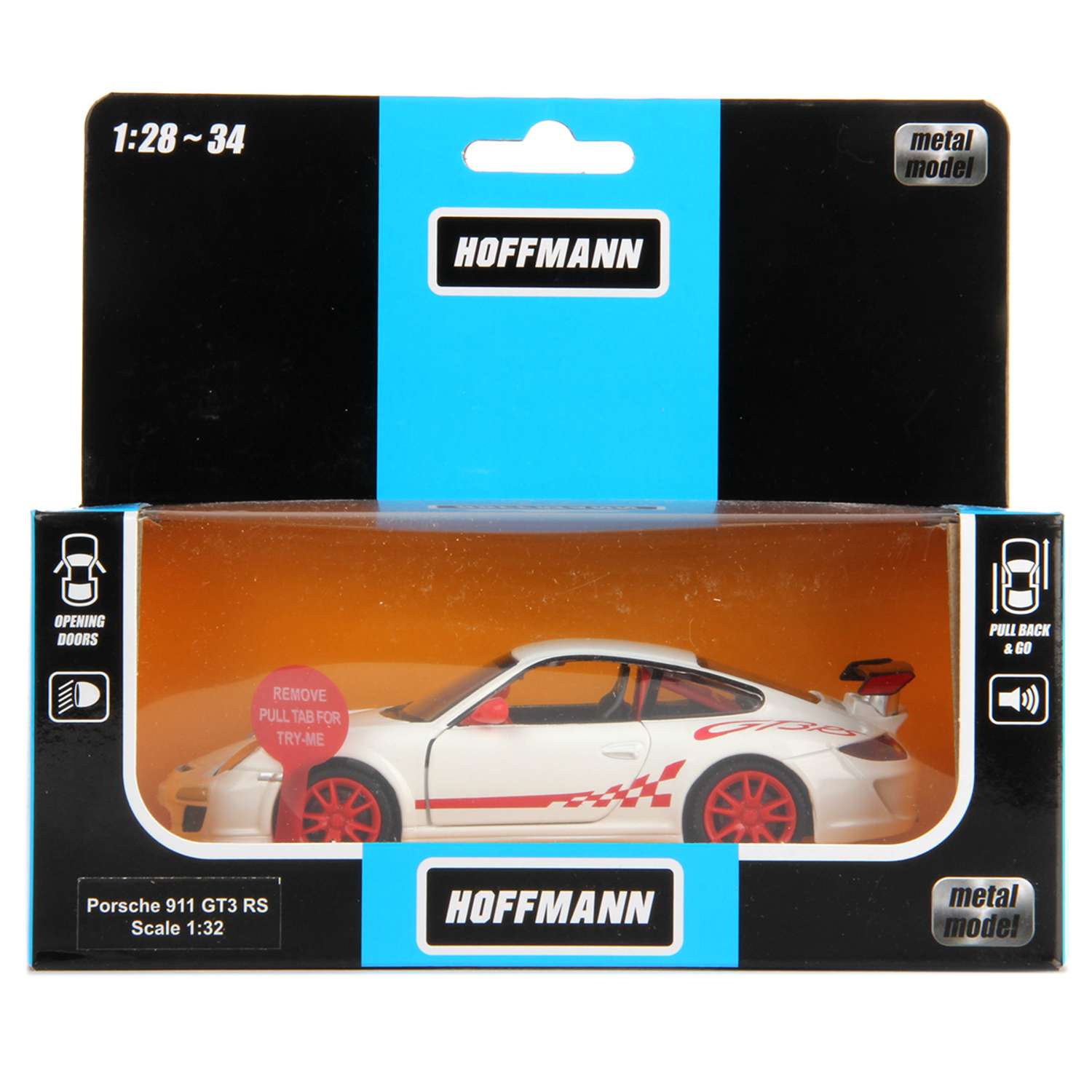 Машина HOFFMANN 1:32 Porsche 911 GT3 RS (997) металлическая 129659 - фото 6