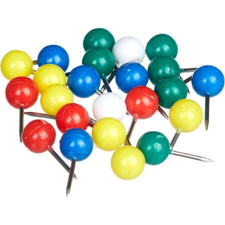 Булавки для пробковых досок Attache силовые (шарики) цветные 6 упаковок по 50 штук