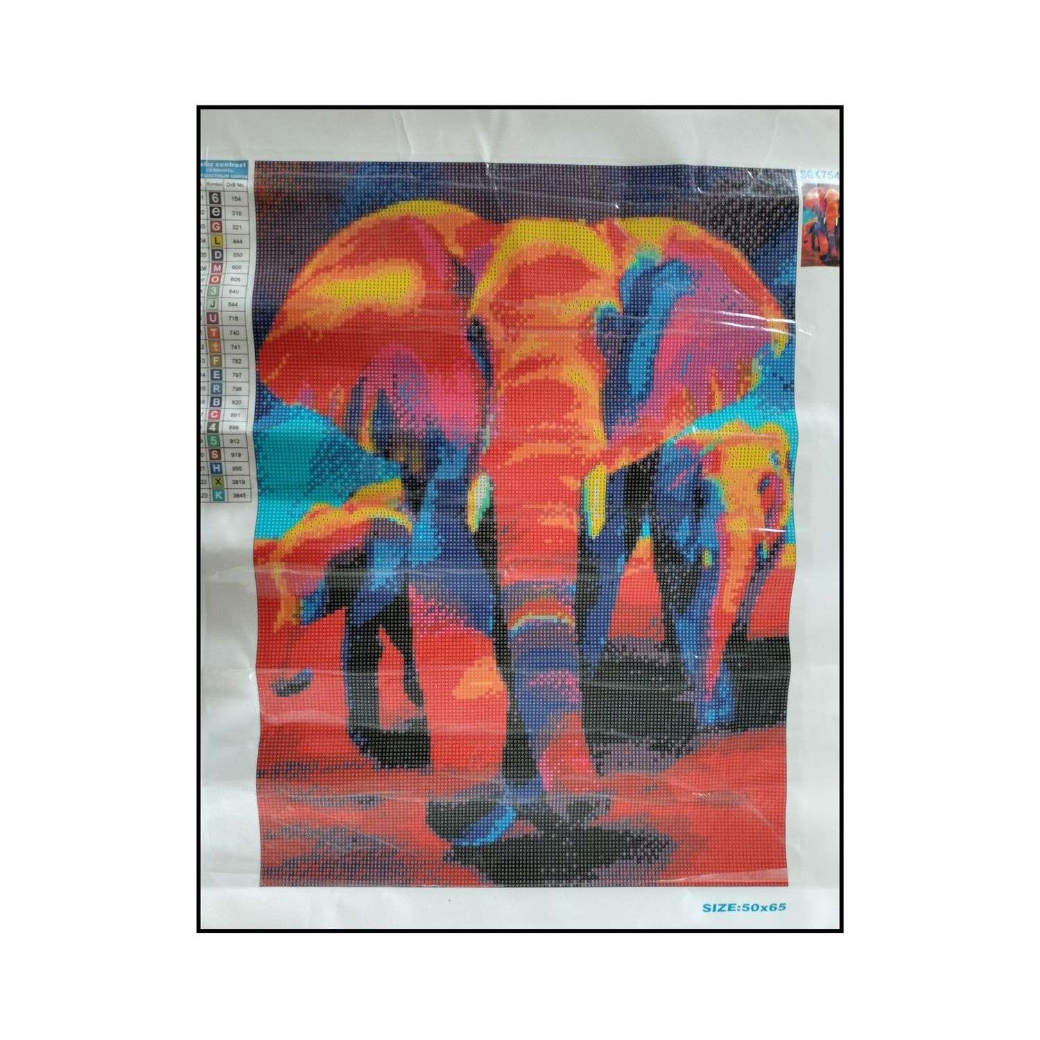 Алмазная мозаика Seichi Разноцветные слоны 50х65 см - фото 3