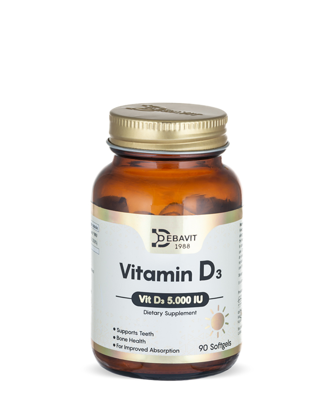 БАД Debavit Витамин Д3 5000 МЕ Турция / Vitamin D3 5000 IU / 90 капсул Халяль - фото 1