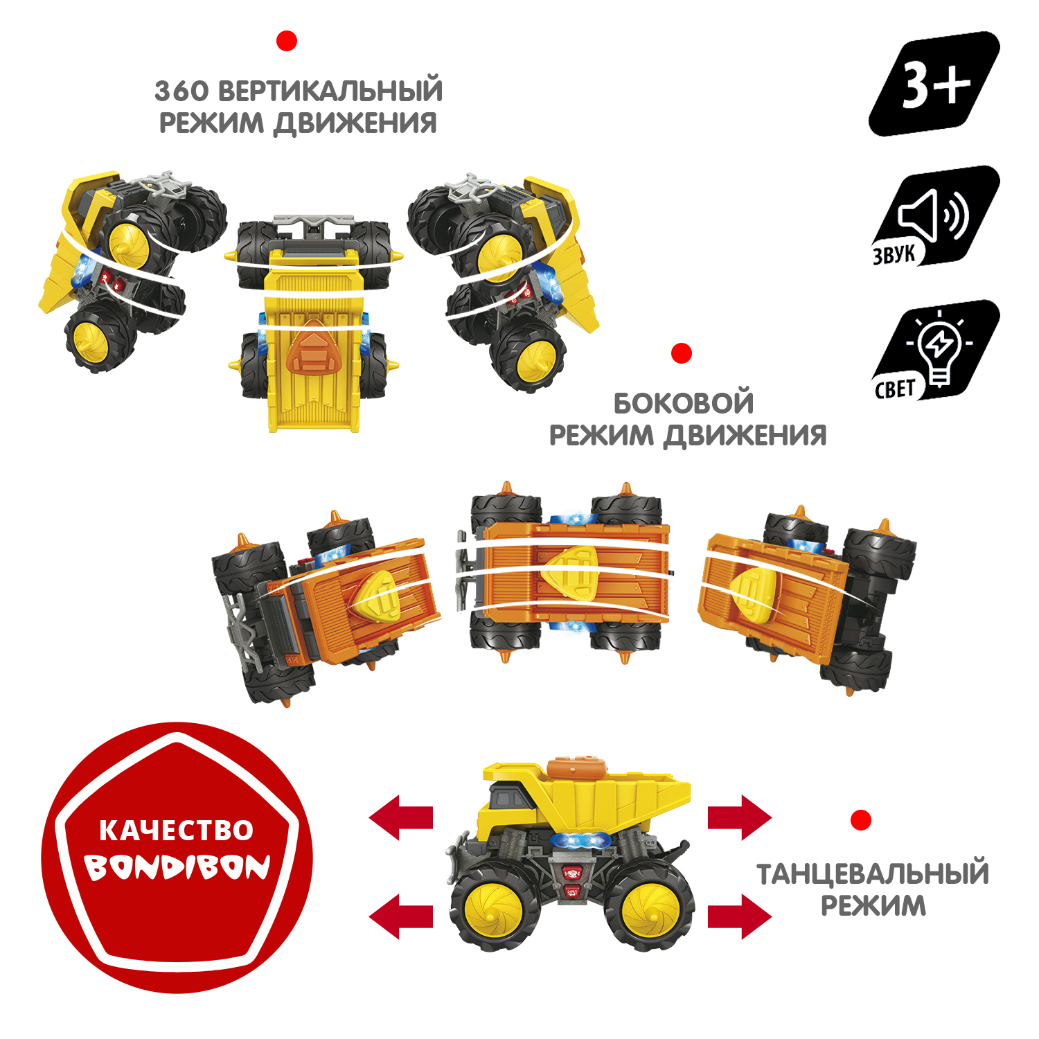 Самосвал Bondibon Парк Техники машинка свет звук желтый ВВ6017 - фото 4