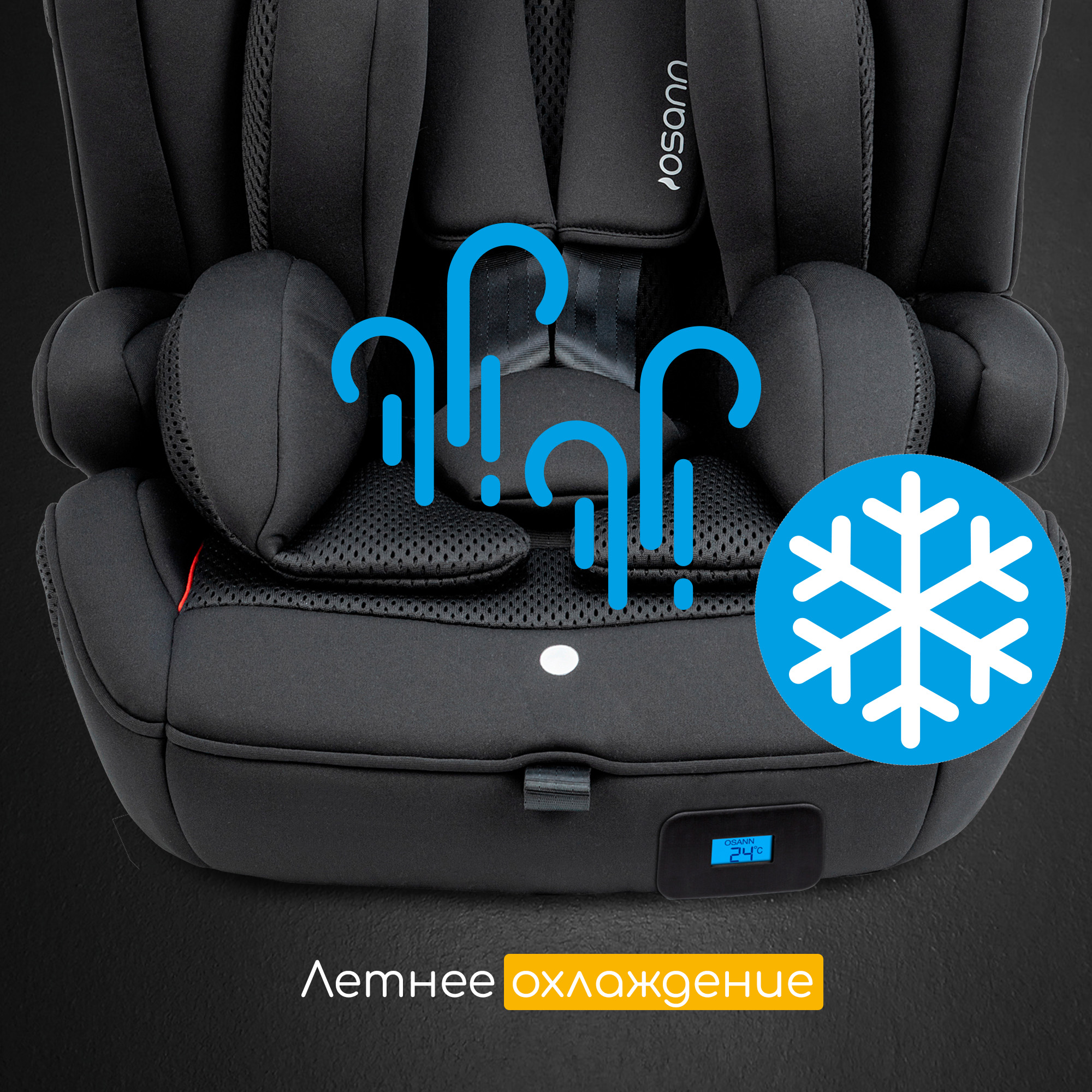 Автокресло детское Osann flux isofix Klima All Black климат-контроль - фото 4