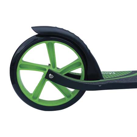 Городской самокат MegaCity черно-зеленый для взрослых и для детей до 100кг колеса 200мм
