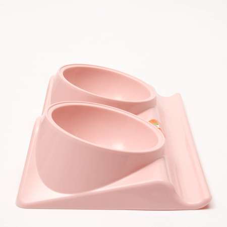 Миска Пижон пластиковая двойная 38х22х9 см розовая 400 мл