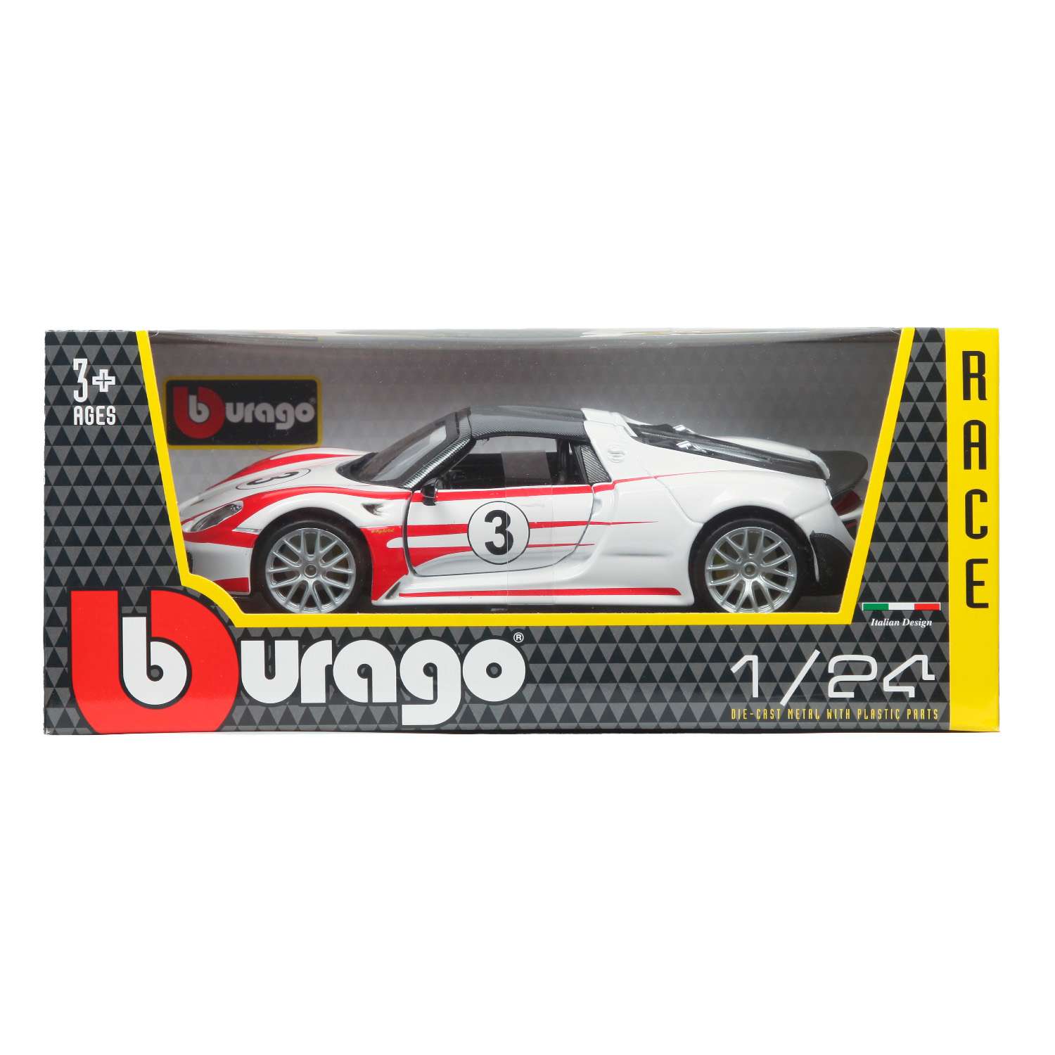 Машина BBurago 1:24 Porsche 918 Spyder Белая 18-28009 18-28009 - фото 2