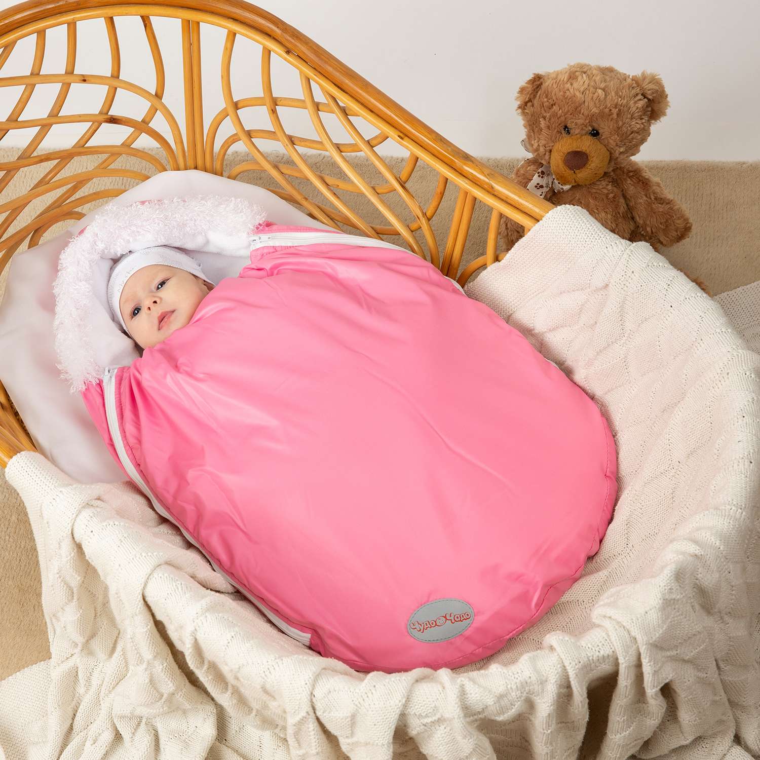 Конверт для новорожденного Чудо-чадо флисовый Зимовенок ярко-розовый - фото 1