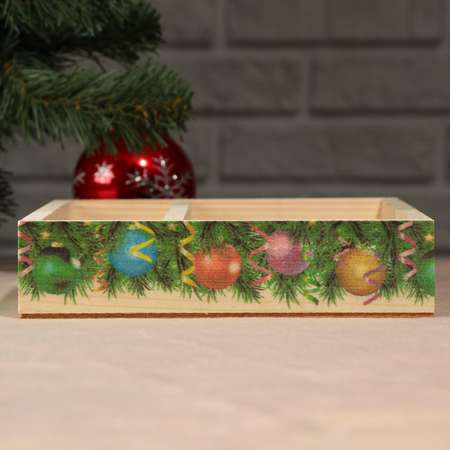 Ящик-кашпо Sima-Land подарочный «Новогодние шары» 2 отдела 25.5×20×5 см