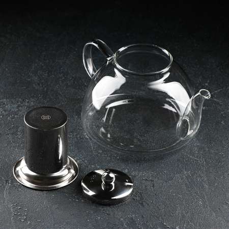 Чайник Sima-Land стеклянный заварочный с металлической крышкой и ситом «Жак» 1.5 л 23×16×13 5 см