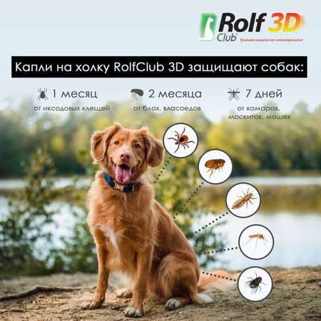 Капли для собак RolfClub3D 10-20кг от блох и клещей 1.5мл