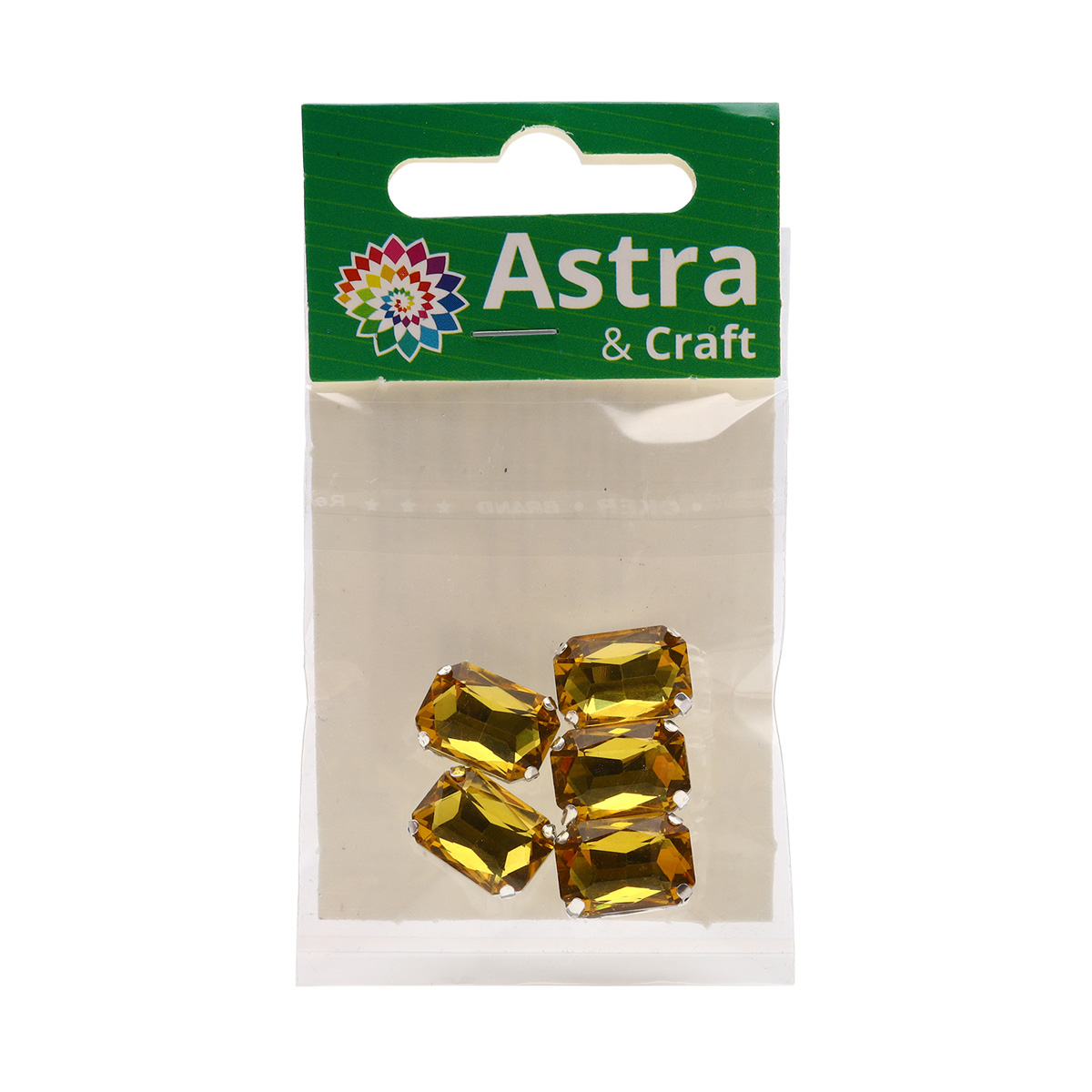 Хрустальные стразы Astra Craft в цапах прямоугольные для творчества и рукоделия 10 мм 14 мм 5 шт серебро желтый - фото 5
