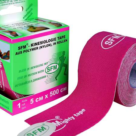 Кинезиотейп SFM Hospital Products Plaster на полимерной основе 5х500 см розового цвета в диспенсере