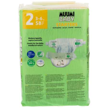 Подгузники Muumi 2 3-6кг 58шт