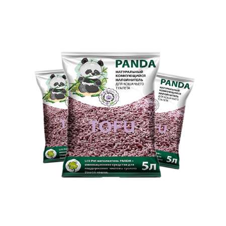 Наполнитель Panda Lilli Pet для кошачьего туалета из Тофу впитывающий запах гипоаллергенный с ароматом лаванды 15 л