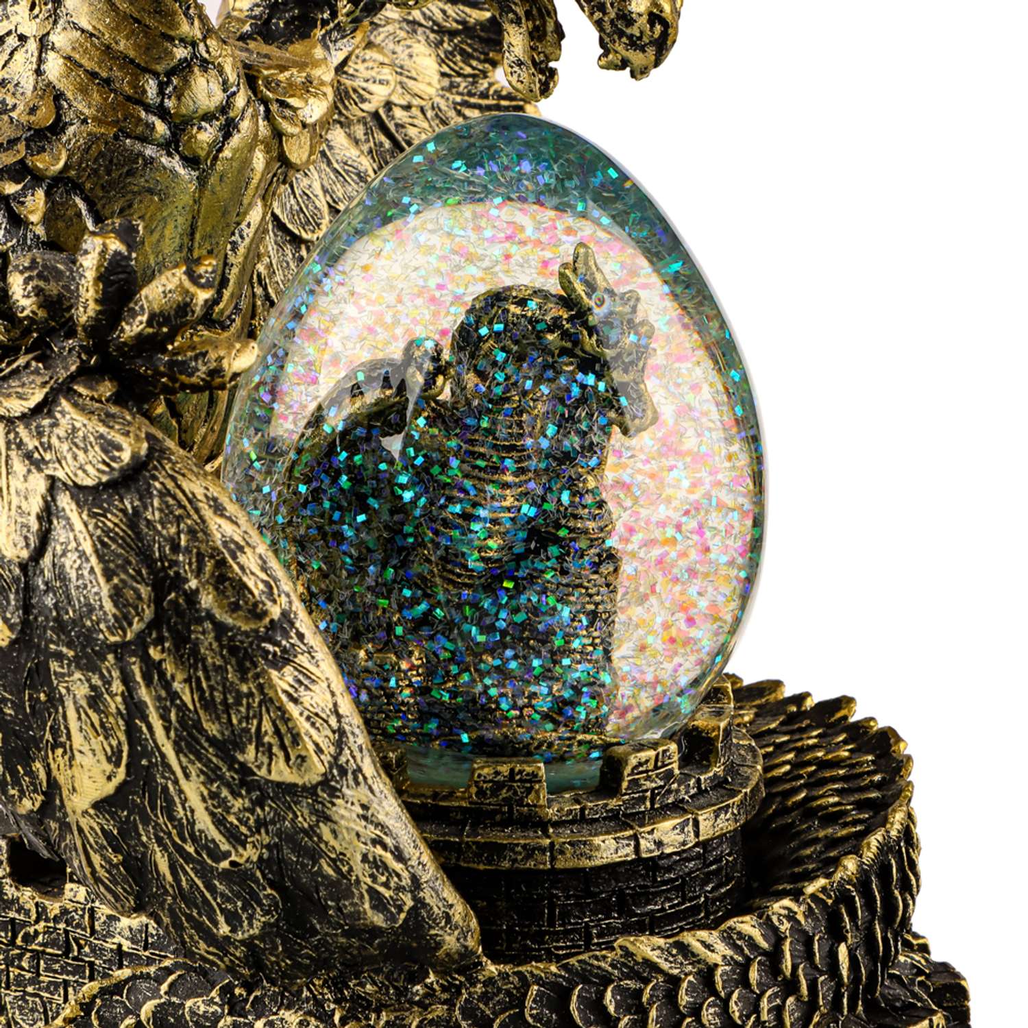 Сувенир со снежным шаром Сноубум Сказочный дракон с эффектом состаренная бронза - фото 6