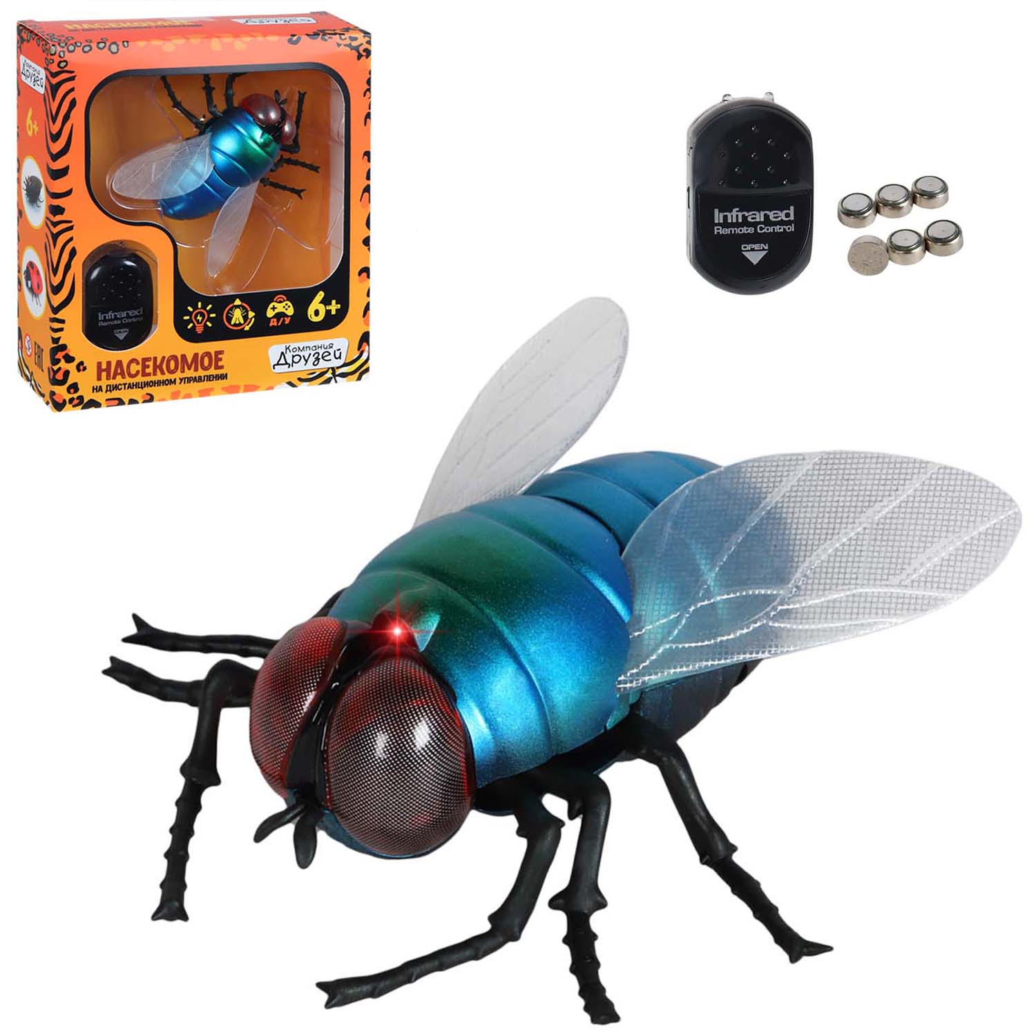 Игрушка на радиоуправлении ДЖАМБО муха с пультом на батарейках свет JB1168272 - фото 5