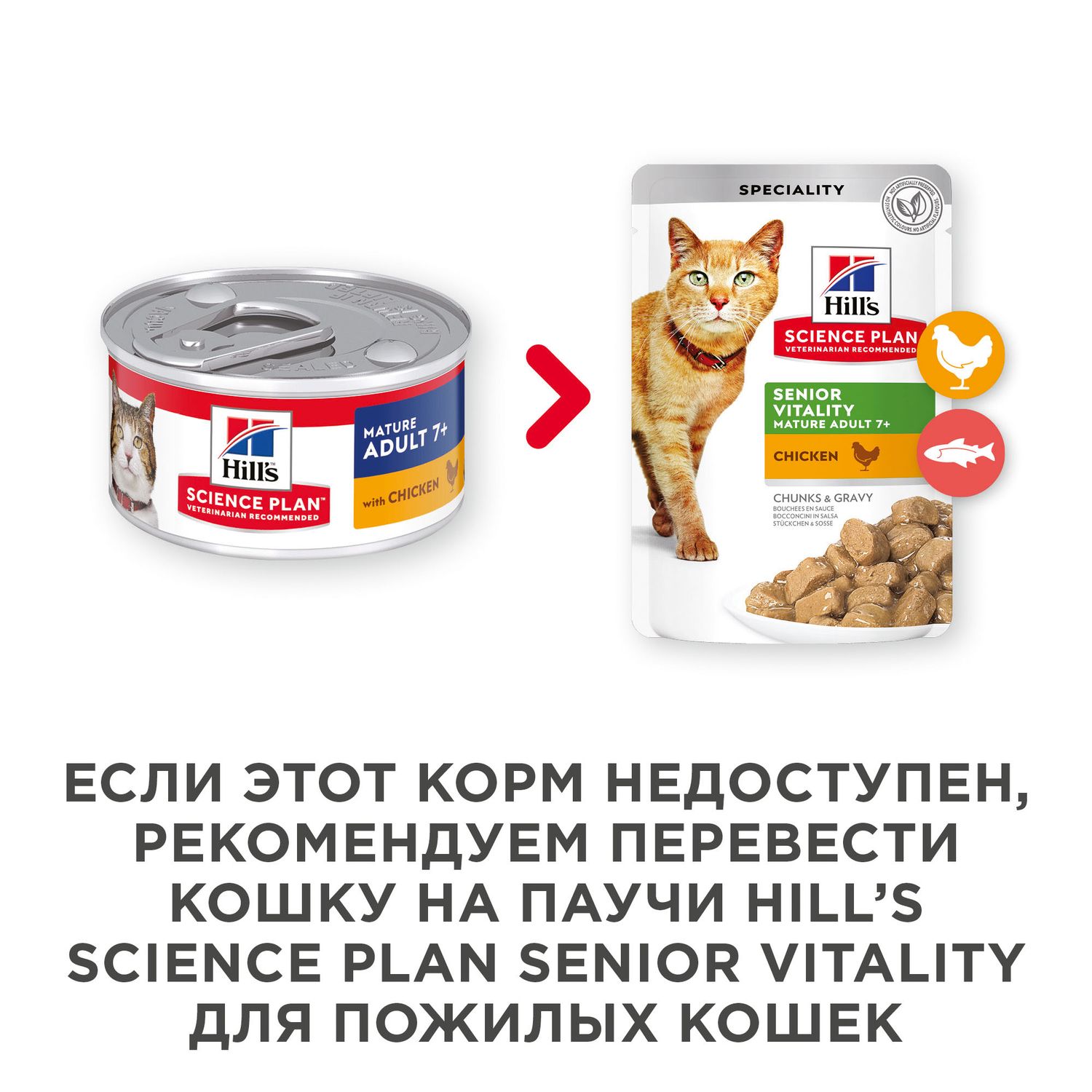 Корм влажный для кошек HILLS 82г Science Plan паштет с курицей для пожилых - фото 4